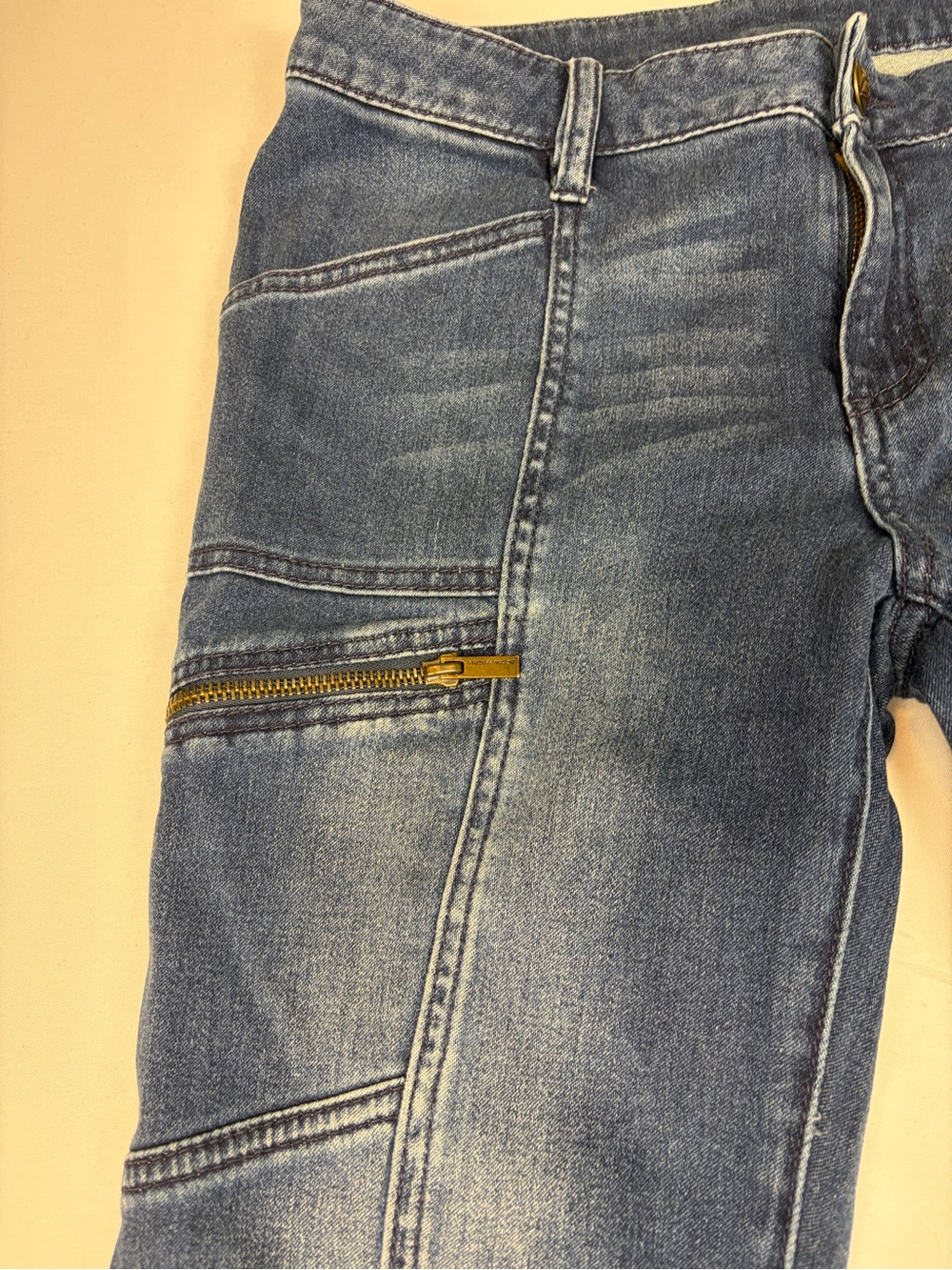 BCBGMaxAzria Dark Blue Moto Skinny Jeans Cyber-Y2K Tactical Jeans size 30 - Picture 6 of 13